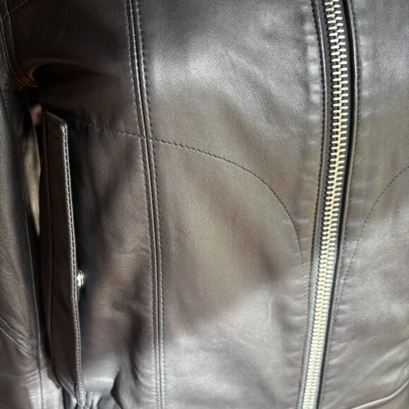 Perfect Black Leather Crop Jacket - Theory - Picture 3 of 10